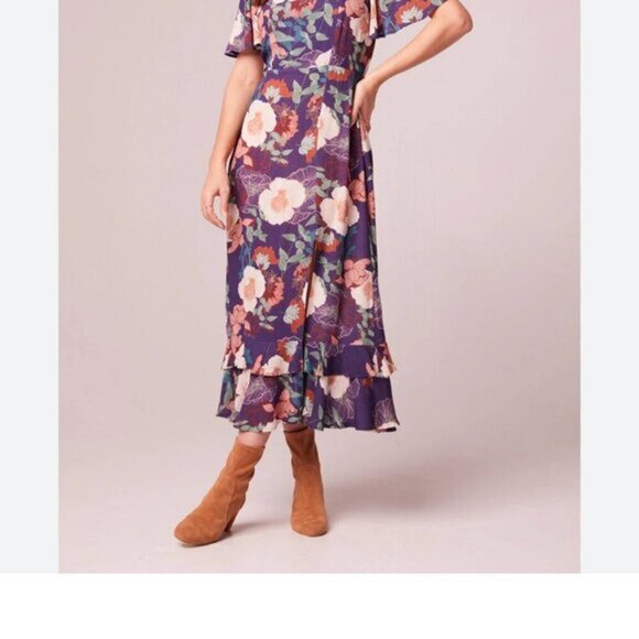 Women’s Band Of The Free Thea Floral Square Neck Midi Dress Purple - Picture 1 of 4